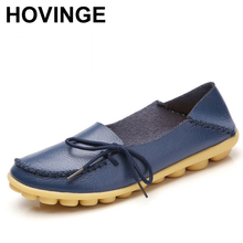 HOVINGE New Arrive Flats Women Four Seasons Casual Shoes Women Flat Heel Cow Muscle Outsole Fashion Flat Women GenuineLeather 2024 - buy cheap