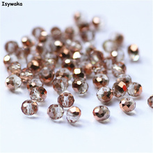 Isywaka Red Copper Color 4*6mm 50pcs Rondelle  Austria faceted Crystal Glass Beads Loose Spacer Beads for Jewelry Making 2024 - buy cheap