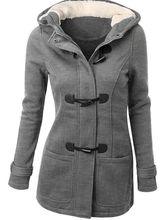 Winter Coat Women New Fashion Women Wool Blends Slim Hooded Collar Zipper Horn Button Coats Outerwear 2024 - buy cheap
