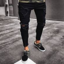 2019 Fashion Ripped Jeans Men Pants Skinny Slim Straight Denim Men Jeans With Zipper Bottom New Stylish Pencil Pants Men Clothes 2024 - buy cheap