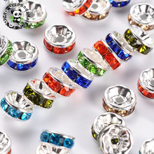 Cuentas espaciadoras de diamantes de imitación de latón para fabricación de joyería, 200 Uds., 6mm, 7mm, 8mm 2024 - compra barato