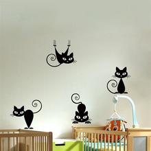 Creative Black cute cats Carving DIY Wall Stickers Vinyl Living Room Backdrop Home Decor Mural Decal customization Wall Decal 2024 - buy cheap