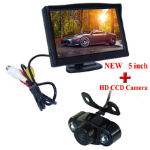 FOR car parking shockproof car rear view  camera with 2 LED lights+car backup monitor 5" adapt all cars as for  Cadillac for Kia 2024 - buy cheap