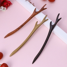 Ebony hairpin estilo chinês retro cabelo vara antler natural jóias de madeira vintage 2024 - compre barato