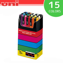 Uni Posca-marcador de pintura PC-3M, Tip-0.9mm-1.3mm fina, 15 colores, caja, serie POP, póster, lápiz publicitario a base de agua 2024 - compra barato