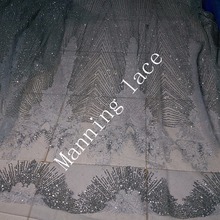 African sequins Lace Fabric  French Net Embroidery  Tulle Lace Fabric For Nigerian party Dress Embroidered tulle fabric 2024 - buy cheap
