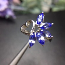 Natural tanzanite ring, 925 silver, beautiful color, in-kind shooting, natural gemstone 2024 - buy cheap