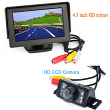Monitor de espejo para coche, pantalla lcd de 4,3 ", 7LED, Ir, nocturna, visión trasera, marcha atrás, cámara de aparcamiento a Color, promoción 2024 - compra barato