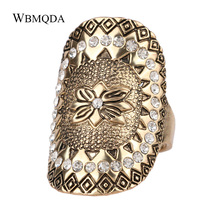 2020 New Fashion Antique Gold Color Crystal Indian Statement Jewelry Vintage Big Finger Wedding Rings For Women Free Shipping 2024 - buy cheap