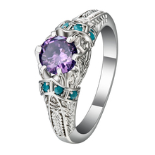 Hainon серебряные кольца для женщин Свадебные Кольца модные ювелирные изделия обручальные фиолетовые круглые циркониевые кристаллические кольца 2024 - купить недорого