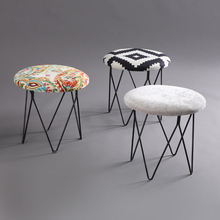 Современный роскошный мягкий табурет в американском стиле с грибами, круглый стул с покрытием + железные ножки (4 ножки), домашняя мебель 2024 - купить недорого