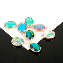 Size 15mmx20mm 2pcs/lot Oval Copper Bound Double Cloud Bright Resin Charm Pendant For DIY Earring Necklace Jewelry Findings 2024 - buy cheap