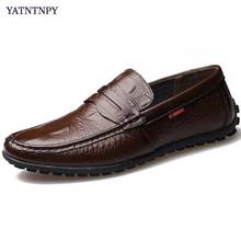 YATNTNPY Casual Men's shoes Genuine leather Loafers shoes, Man slip-on flat driving shoes ,comfortable platform shoes moccasins 2024 - buy cheap