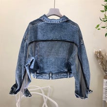 Women's Vintage Short Jeans Jacket Coat 2019 Autumn New Tassel Loose Bat Sleeve Bomber Denim Jackets Jaqueta Casual Coat M60 2024 - buy cheap