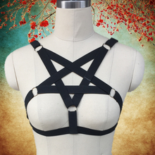 Star Elastic punk goth body harness bra sexy Black pentagram Bondage lingerie Goth Caged bra women harness belt 2024 - buy cheap