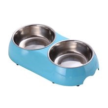 Cuenco doble de plástico de melamina sólida para perro y gato, comedero de acero inoxidable para mascota, plato de cena, alimentación y riego, 5 colores 2024 - compra barato