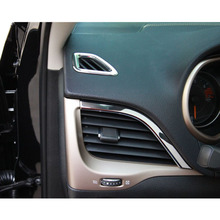 4 шт./компл. ABS автомобильный Стайлинг приборной панели воздуховод вверх и вниз выходные декоративные кольца отделка полоса наклейка для Jeep Cherokee 2014-2016 2024 - купить недорого