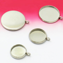 Blank Bezel Settings Cabochon bases 316 Stainless Steel Round Bezel tray w/ a Loop Stone Cabochons Pendant Findings DIY Crafts 2024 - buy cheap
