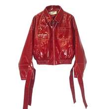 Zipper stitching glossy shiny PU jacket 2020 autumn new female motorcycle PU leather jacket short Slim pu jacket wq1151 dropship 2024 - buy cheap