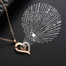 2019 Fashion Rose Gold Silver 100 Language I love You Necklace Memory Projection Pendant Cute Love Necklaces For Women Men Gift 2024 - buy cheap
