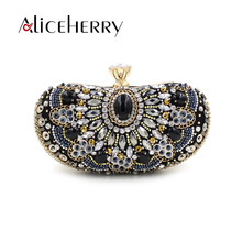 Luxury Handbags Women Designer Diamond Beaded Wedding Bridal Crystal Clutch Messenger Evening Bag 2024 - buy cheap