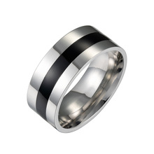Мужское обручальное кольцо из нержавеющей стали, обручальное кольцо с тонкой черной линией, мужское обручальное кольцо, ювелирное изделие в американском стиле для мужчин, ширина 8 мм, обручальные кольца 2024 - купить недорого