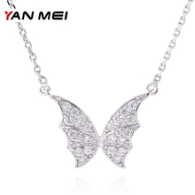 YANMEI-Colgante de cadena voladora de cristal para mujer, collares de circonita cúbica, accesorios de joyería de Papillon de insectos, Mirco, YMD1312 2024 - compra barato