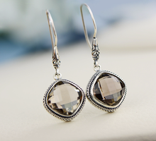 925 Sterling Silver Jewelry Natural Smoky Quartz Dangling Earrings For Women Fine Jewelry Boucles D'Oreilles Argent 925 2024 - buy cheap