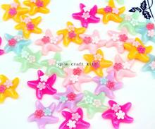 250pcs Resin Cute Starfish with Flowers Sea Star Flat Back Scrapbook Decoden Kawaii Cabochons Pendant embellishment Charms D25 2024 - buy cheap