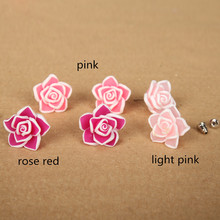 2pairs/lot 20mm Polymer Clay Ceramic Artificial Rose Flower Earring Studs DIY Girls Resin Flower Ear Decoration Accessories 2024 - buy cheap