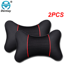 DERMAY-almohada para el cuello del coche, reposacabezas transpirable, 4 colores, accesorios para la mayoría de los coches, 2 uds., Envío Gratis 2024 - compra barato