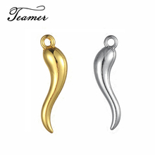 Teamer 10pcs/Lot Silver Gold Color Lucky Hope Italian Horn Charm Good Luck Friendship Dream Pendant for Necklace Jewelry Making 2024 - buy cheap