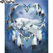 DIAPAI-pintura de diamante 5D DIY "pluma de Lobo", 100% de diamantes de imitación cuadrados o redondos, bordado de punto de cruz, decoración 3D A21467 2024 - compra barato