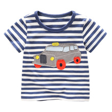 Boys T-shirt 2019 Summer New Children's Clothing Baby Boys Striped T Shirt Cotton Cartoon Car Baby Clothes Kids Tee Tops 2024 - buy cheap