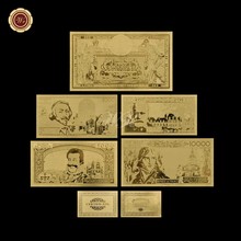 (Um Lote/5 pcs) Banhado A Ouro 1956 s France Definir Fantasia Ouro Banknote 100 cent 5 10 50 100 Para a Coleta de 2024 - compre barato