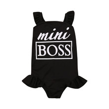 Цельный купальник с надписью «Mini Boss» для маленьких девочек; летний купальный костюм для маленьких девочек; купальный костюм; От 1 до 6 лет 2024 - купить недорого