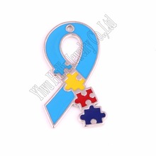 New arrival  Autism Awareness Necklace Pendants With Holes Crystal Puzzle Piece Jigsaw Hope Ribbon Charm DIY Jewellery 2024 - buy cheap