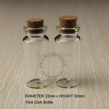 Botellas Pequeñas de vidrio de 10ml, frascos con corcho que para corchos decorativos, Mini botella de cristal para colgantes, 50 Uds. 2024 - compra barato