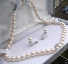 FREE shipping>>>>>>Beautiful 8-9mm White Akoya Pearl Necklace Earring 17.5" ZRW4580 2024 - buy cheap