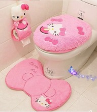 Hello kitty bathroom set toilet set cover  mat holder closestool lid cover   Bathroom products  Bathroom Accessories Sets 4pcs/s 2024 - buy cheap