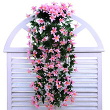 Цветок на 2 стены + ваза искусственная Цветочная цветы из ротанга Пластиковый Цветок для свадебной вечеринки домашние настенные цветочные украшения 2024 - купить недорого