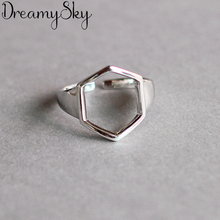 Anéis hexagonal de prata para mulheres, joia étnica boêmia personalidade, para noivado 2024 - compre barato