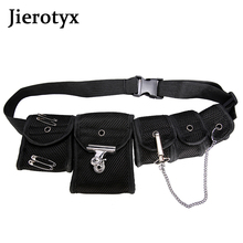 JIEROTYX-Bolso de pecho de estilo Hip Hop para mujer, aparejo de pecho con múltiples bolsillos, bolsa de viaje para teléfono, riñonera negra, más barata 2024 - compra barato