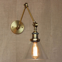 Loft Estilo Gold Metal Bronze Luz Industrial Lâmpada de Parede da Sala de Jantar Decoração Da Parede de Ferro Luz Átrio De Vidro Luz Frete Grátis 2024 - compre barato