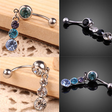 Belly Button Ring Crystal Dangle Gourd Barbell Body Navel Bars Piercing Jewelry HSJ88 2024 - buy cheap