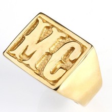 Punk Golden Tone Carved Letter MC Signet Rock N Roll Mens Boys 316L Stainless Steel Ring 2024 - buy cheap