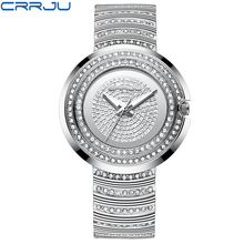 Crrju novo relógio de luxo feminino, relógio de luxo prateado feminino de quartzo 2024 - compre barato