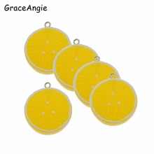 6 pçs verão jóias de frutas pingente verde amarelo limões forma para brincos que fazem acrílico limão laranja fatia frutas encantos diy presente 2024 - compre barato