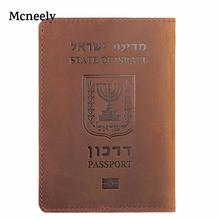 Capa para passaporte de couro genuíno israel, capa para cartão de crédito para homens capa de passaporte de viagem unissex 2024 - compre barato