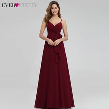 Ever Pretty Elegant Burgundy Bridesmaid Dresses Long A-Line V-Neck Spaghetti Straps Long Wedding Guest Dresses Vestido Madrinha 2024 - buy cheap